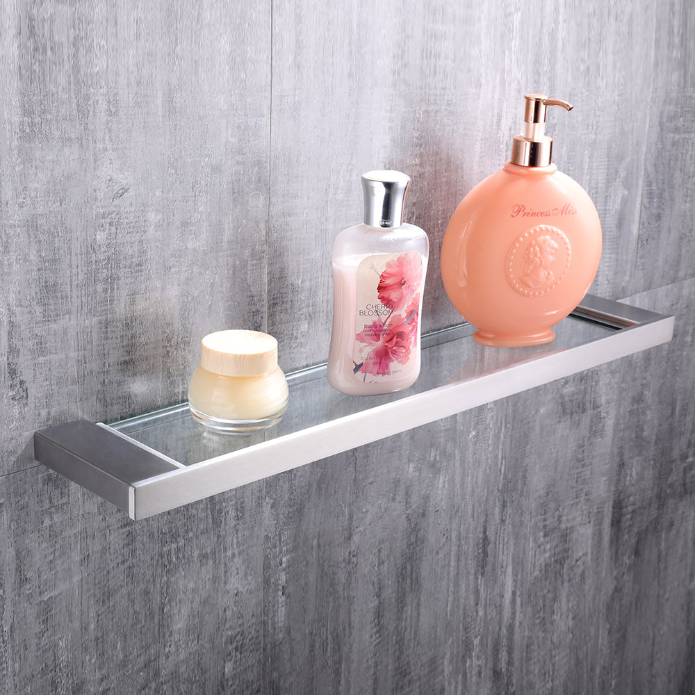 QT Modern Bathroom Glass Shelf - Wall Mounted