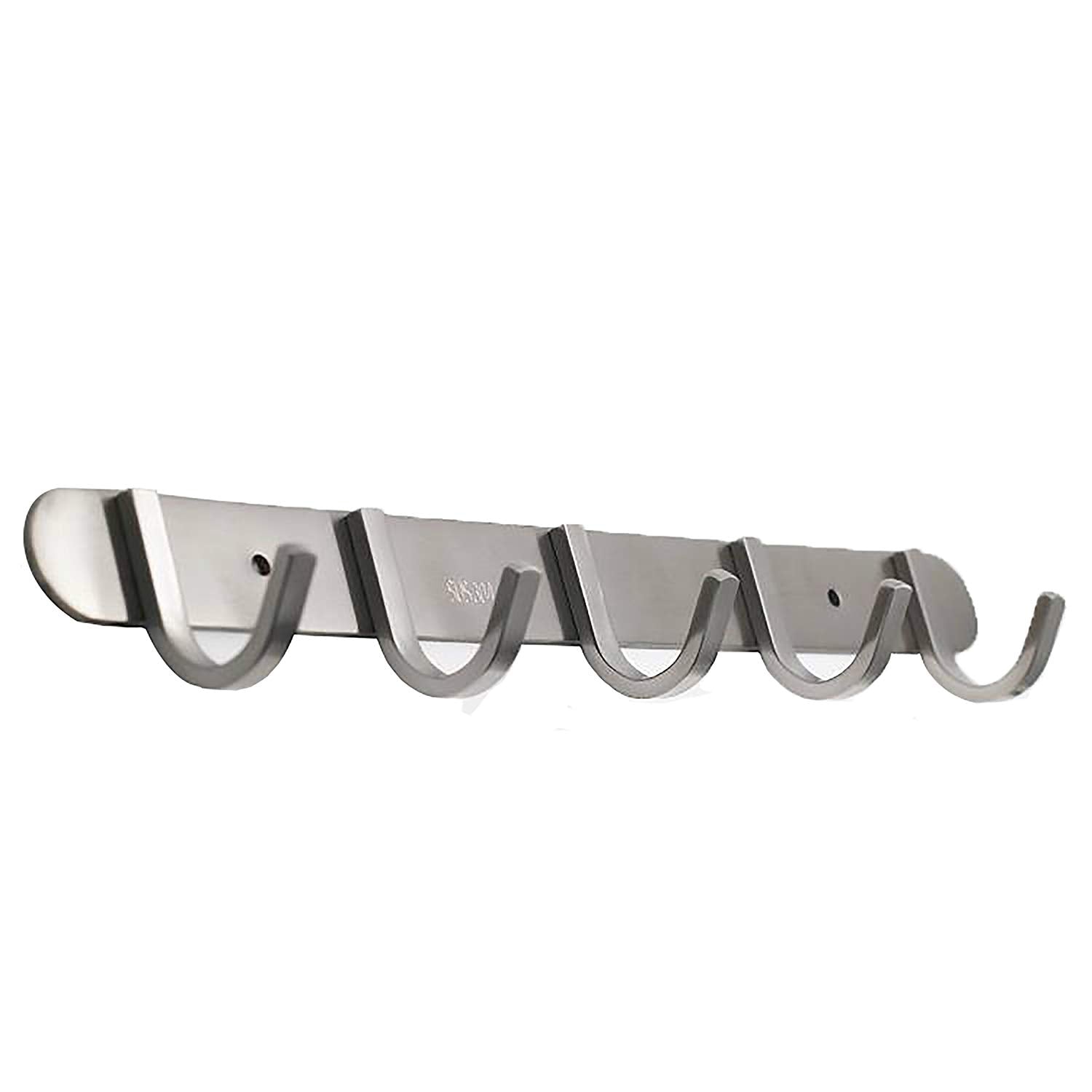 QT Premium Modern Wall Mounted Coat Rack with 5 Square Hooks